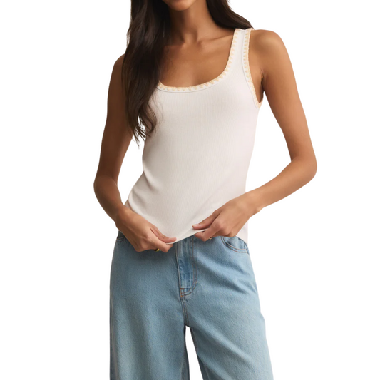 JAIDYNN RIB TANK TOP WHITE