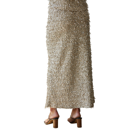 SEQUIN MIDI SKIRT GOLD