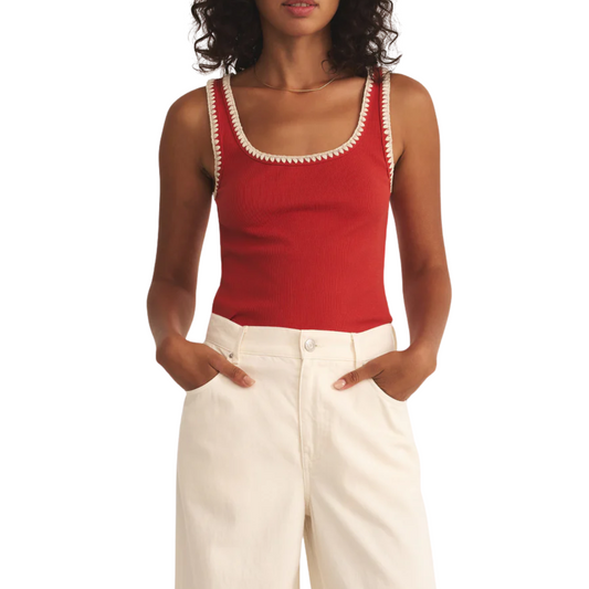 JAIDYNN RIB TANK TOP CABANA RED