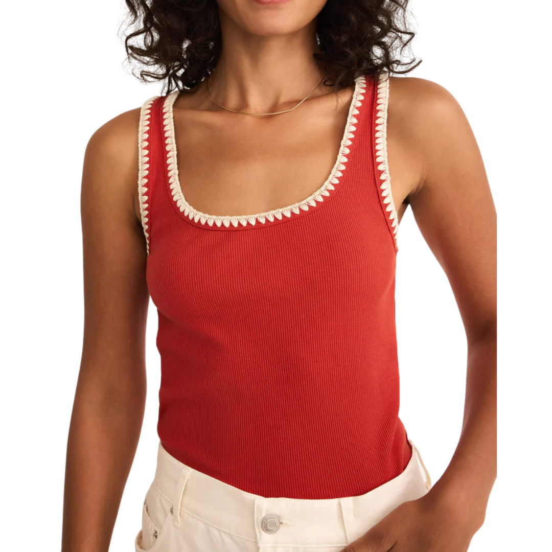 JAIDYNN RIB TANK TOP CABANA RED