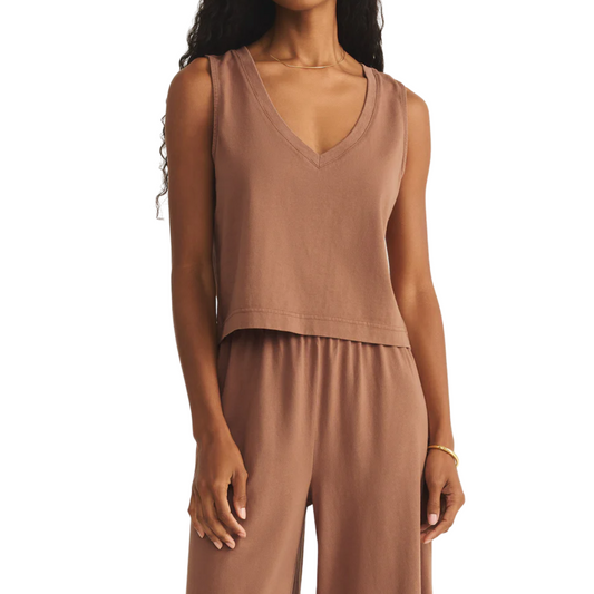 SLOANE V-NECK TANK TEAKWOOD