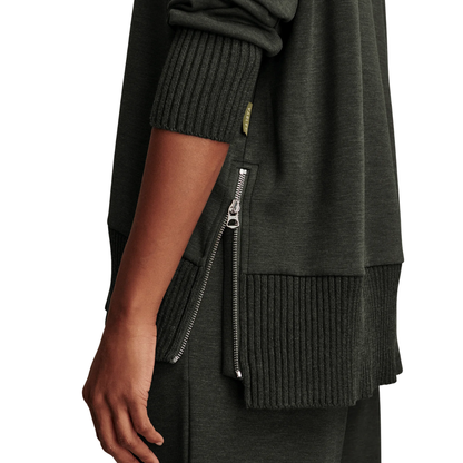 BARKER HIGH NECK TOP OLIVE MARL