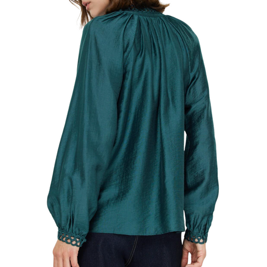 ROUND NECK BLOUSE TEAL