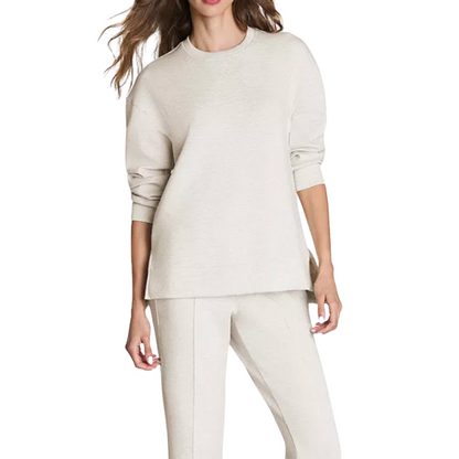AIRESSENTIALS BRUSHED CREW NECK HEATHER CREAM