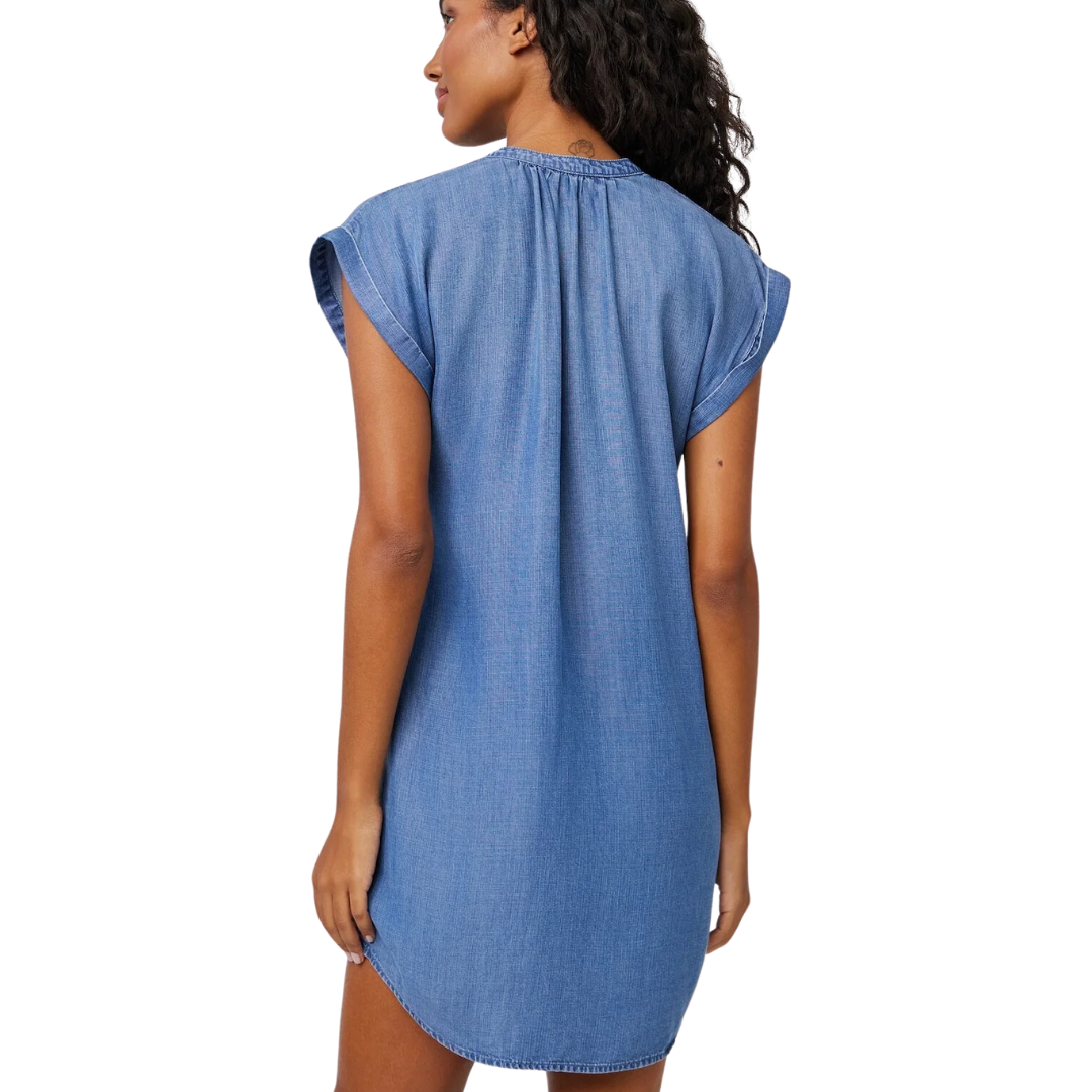 CAP SLEEVE HENLEY DRESS MOONLIT HAZE