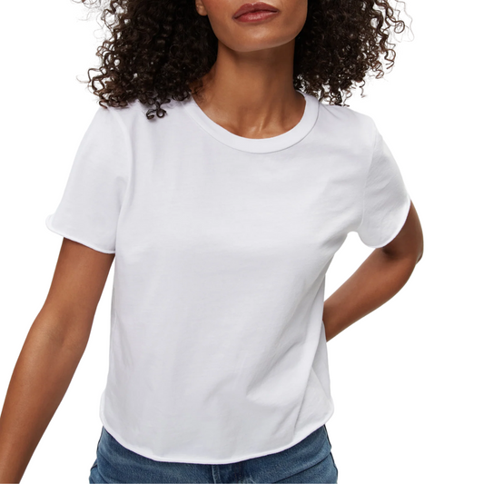 JACKIE RAW EDGE CREW TEE WHITE