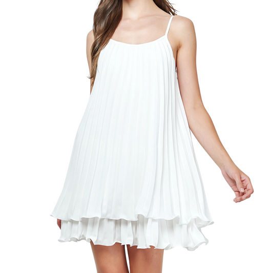 PLEATED LAYERED DRESS IVORY