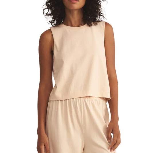 SLOANE JERSEY MUSCLE TANK PANNA COTTA