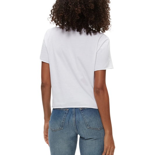 JACKIE RAW EDGE CREW TEE WHITE