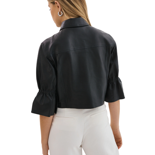 CAROLINA SNAP LEATHER JACKET BLACK
