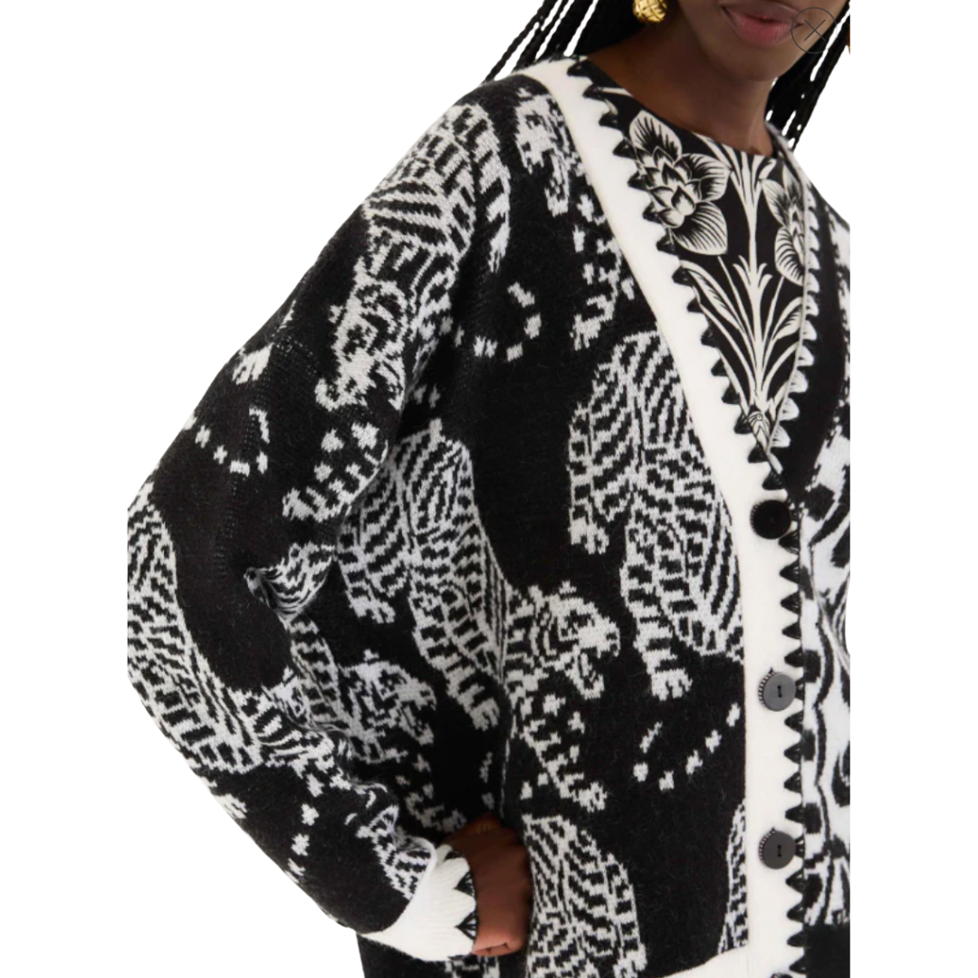 STRIPED TIGERS KNIT CARDIGAN