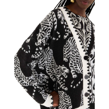 STRIPED TIGERS KNIT CARDIGAN
