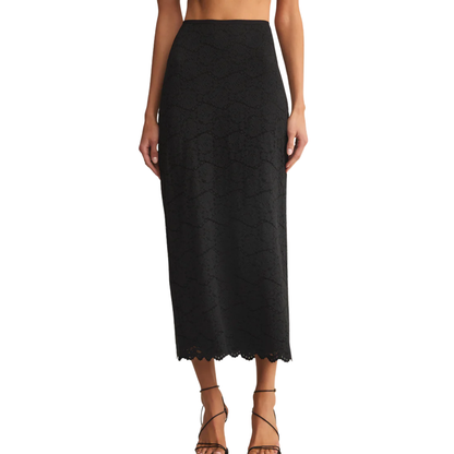 VIA LACE MIDI SKIRT BLACK