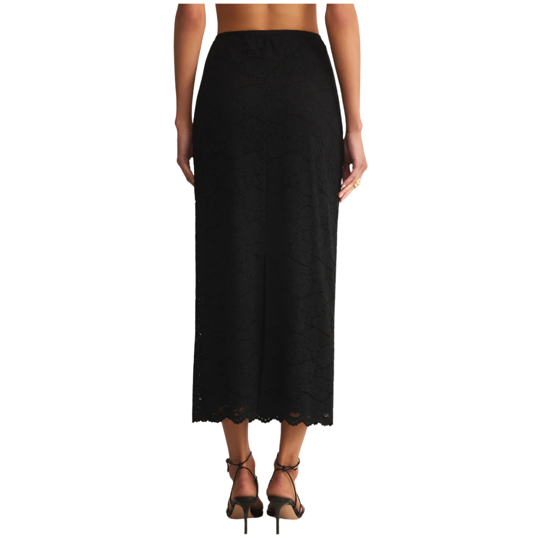 VIA LACE MIDI SKIRT BLACK