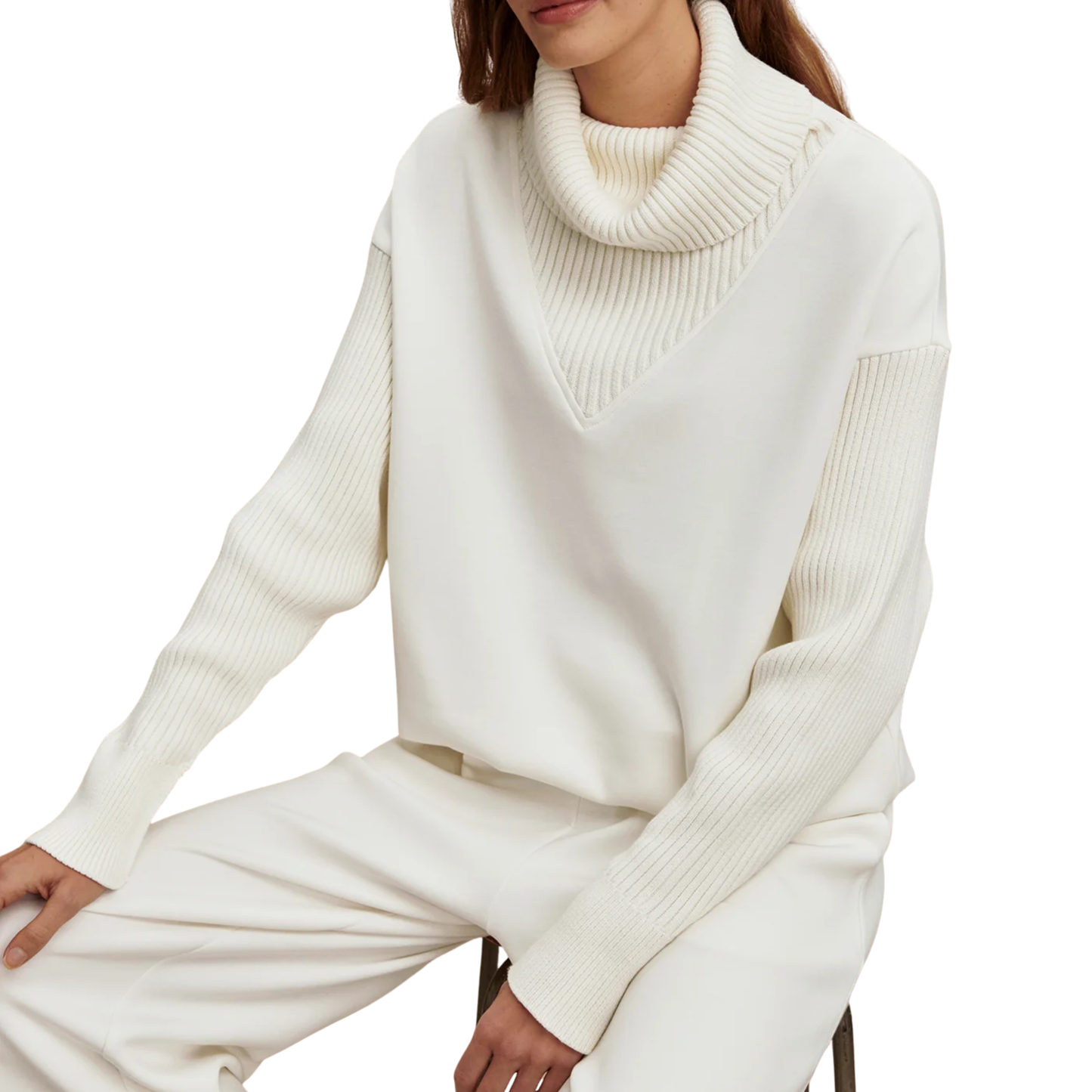 HANNAH COWL NECK TOP EGRET