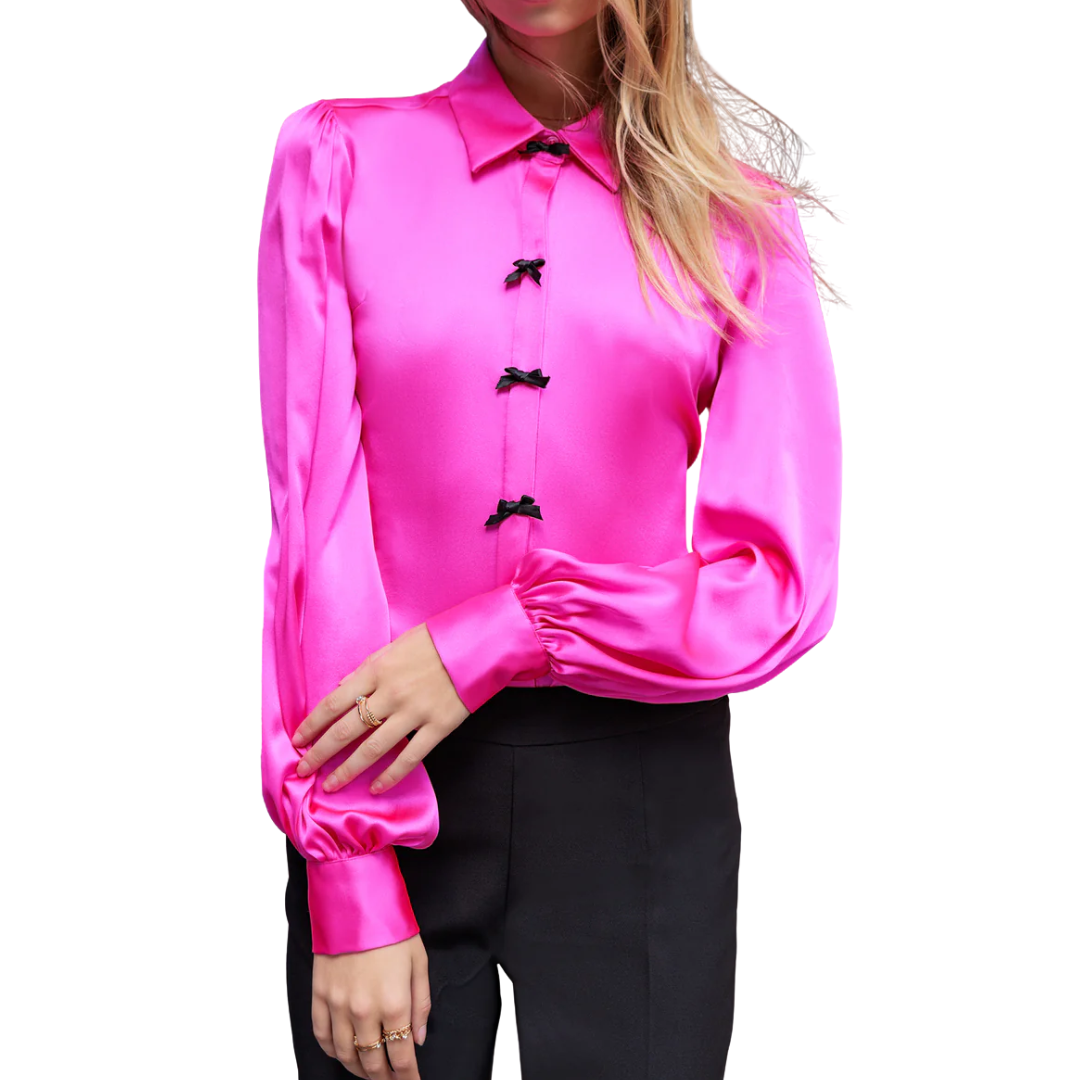 ARLY BOW BLOUSE HOT PINK