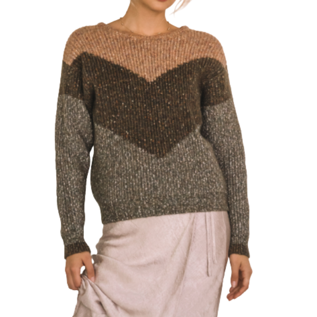 CHEVRON SWEATER OLIVE