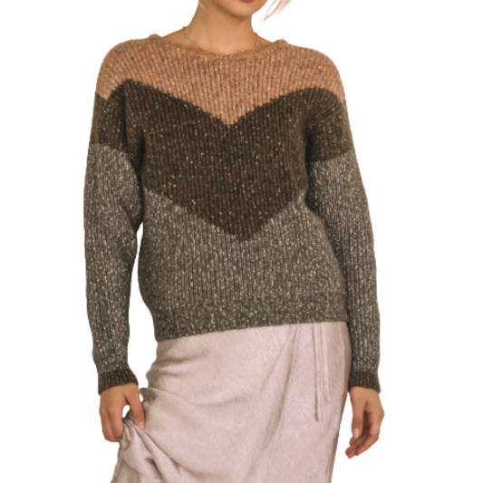 CHEVRON SWEATER OLIVE