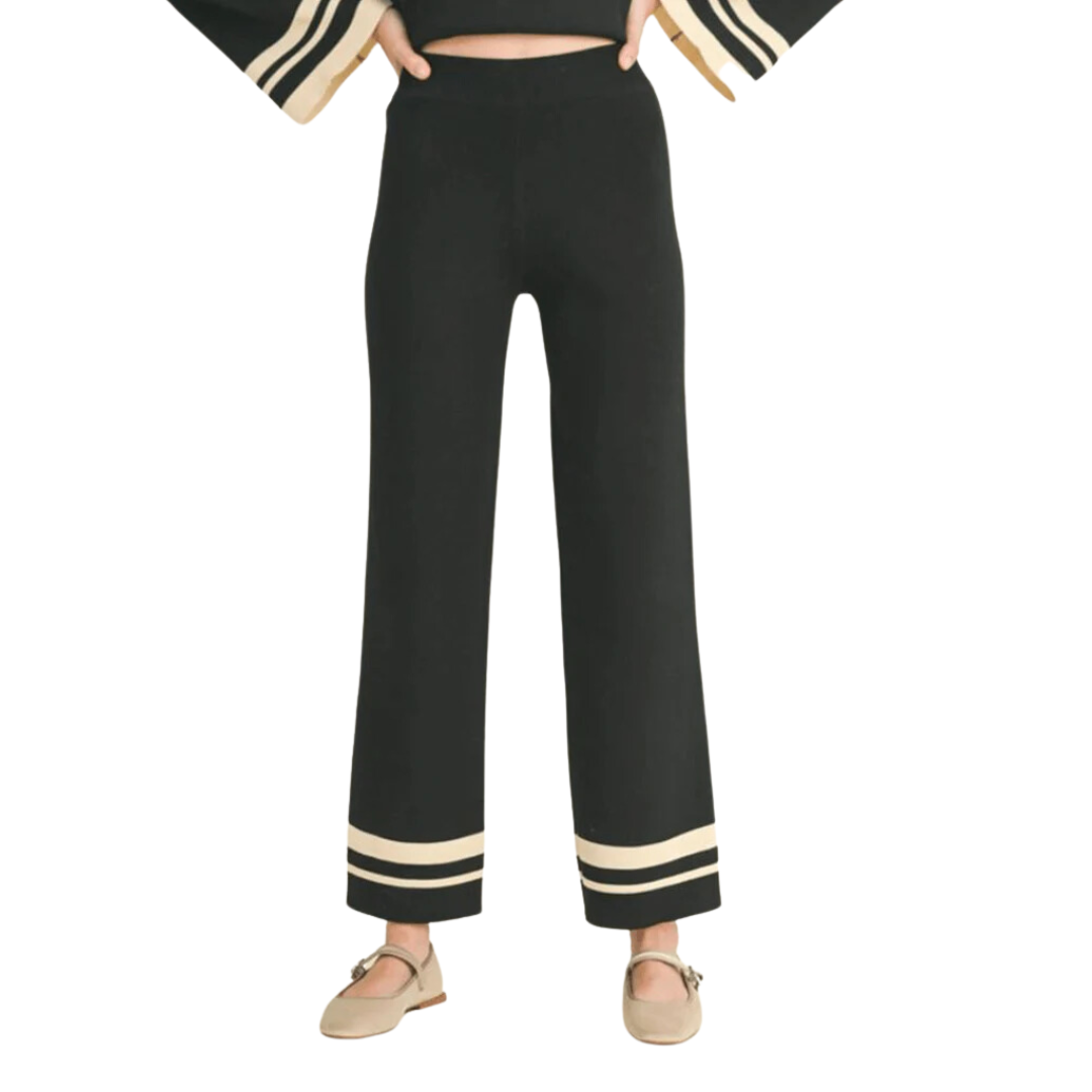 BORDER STRIPED KNIT PANT