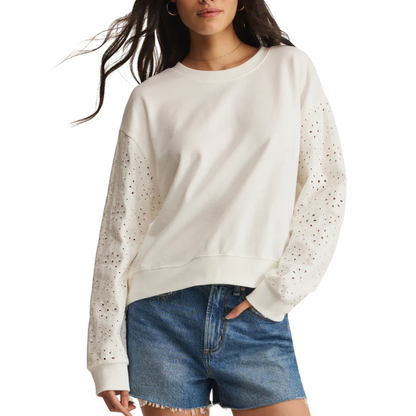 MOSAIC EYELET SWEATSHIRT WHITE
