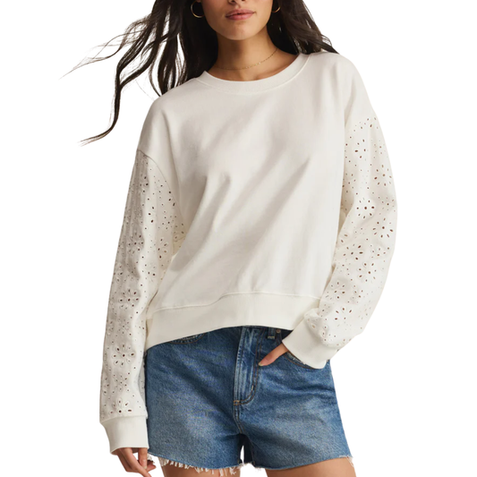 MOSAIC EYELET SWEATSHIRT WHITE