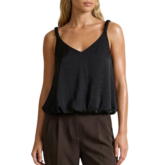 BILLOWY ACCENT TANK TOP BLACK