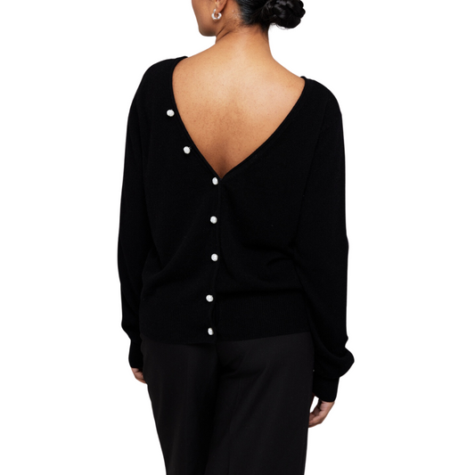 BEAULAH BUTTON BACK SWEATER BLACK