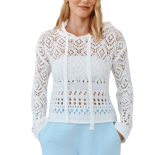 CROCHET HOODIE WHITE
