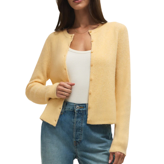 MEDINA RIBBED CARDIGAN CUSTARD