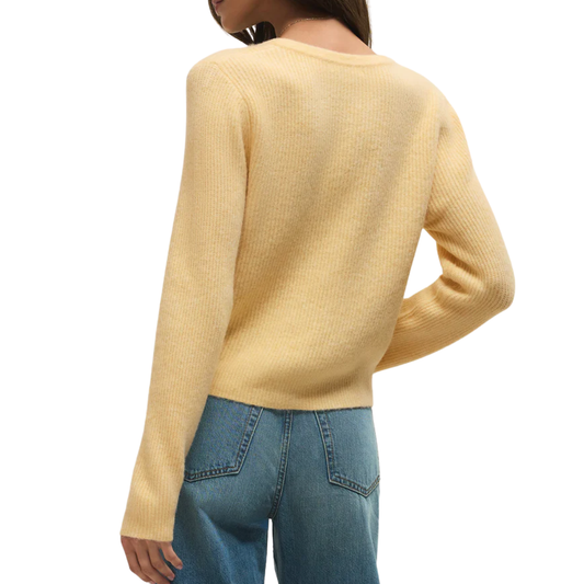 MEDINA RIBBED CARDIGAN CUSTARD