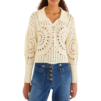 POLO CROCHET SWEATER OFF WHITE