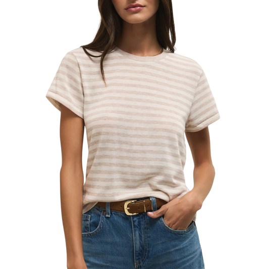 TOURIST STRIPED TEE NATURAL HEATHER