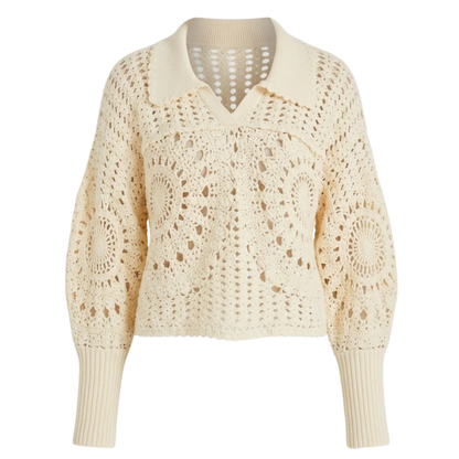 POLO CROCHET SWEATER OFF WHITE
