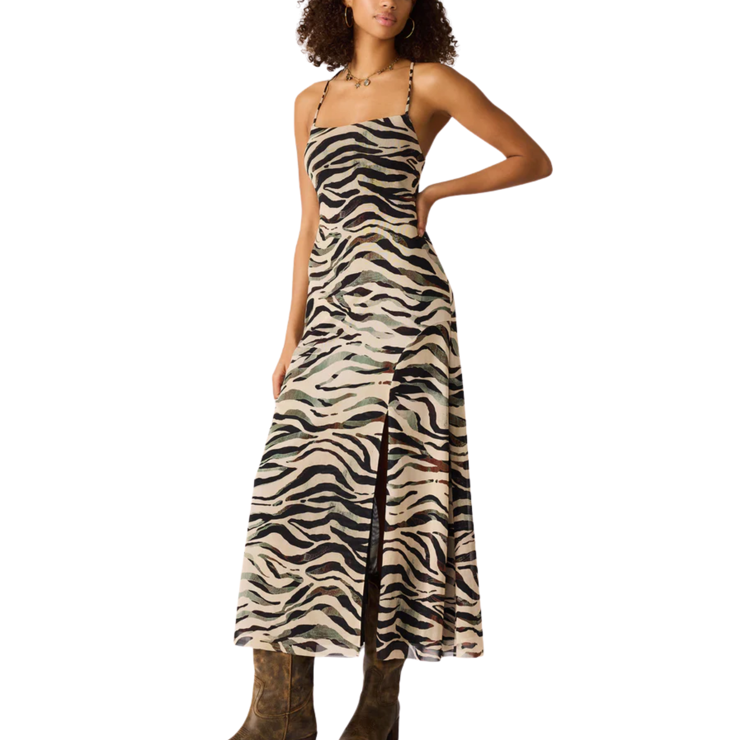 ADELLA DRESS CARAMEL ZEBRA
