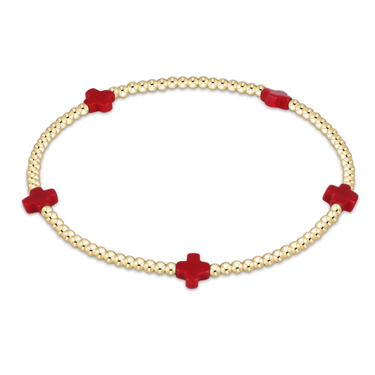 2MM SIGNATURE SMALL CROSS BRACELET RED