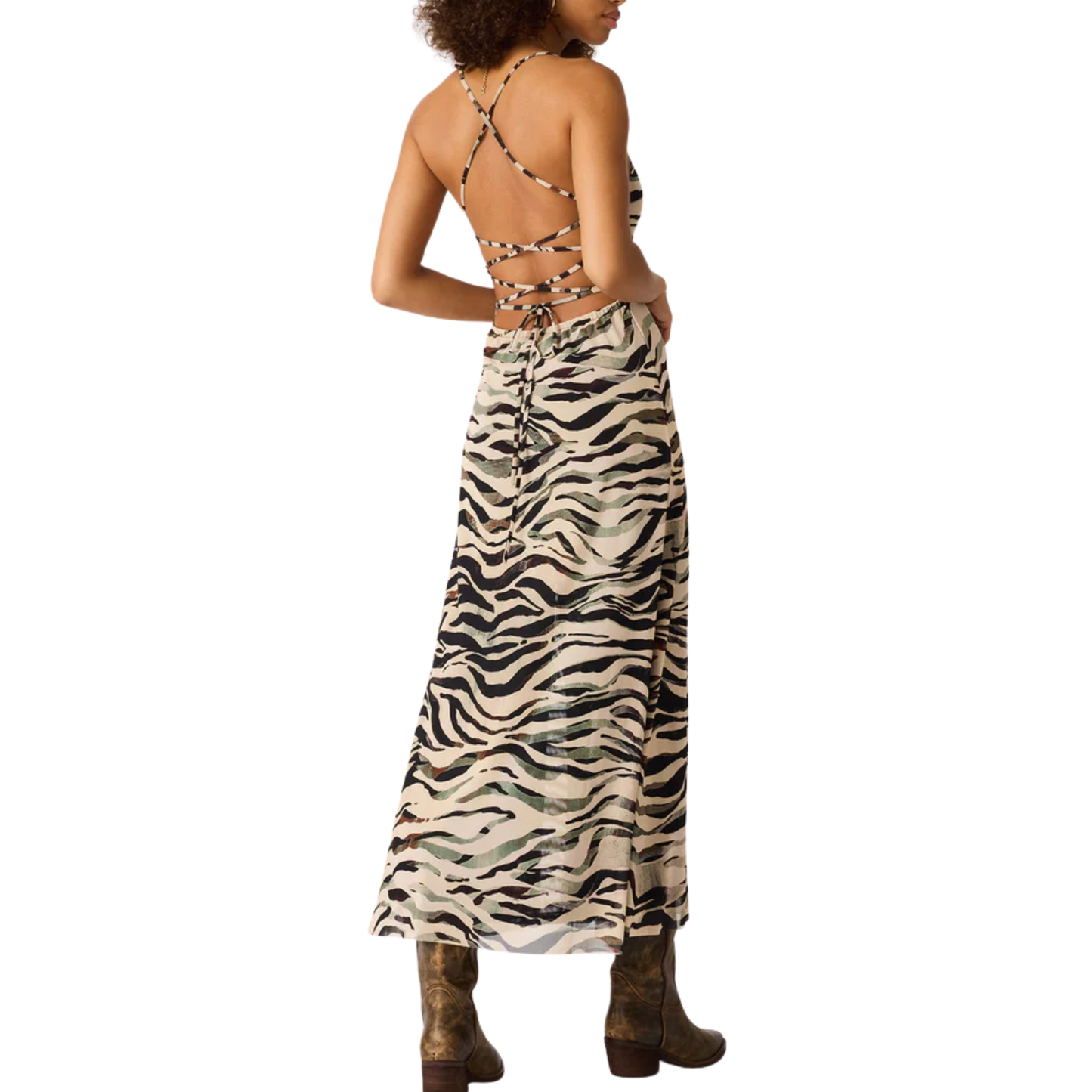 ADELLA DRESS CARAMEL ZEBRA
