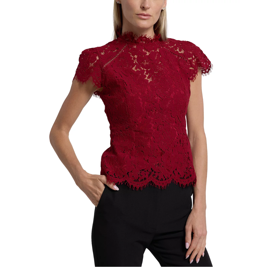 AMBROSE LACE TOP SCARLETT