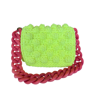 SMALL LIME BUBBLE BAG PINK CHAIN