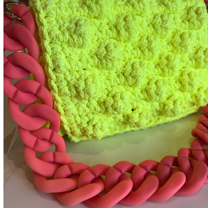SMALL LIME BUBBLE BAG PINK CHAIN