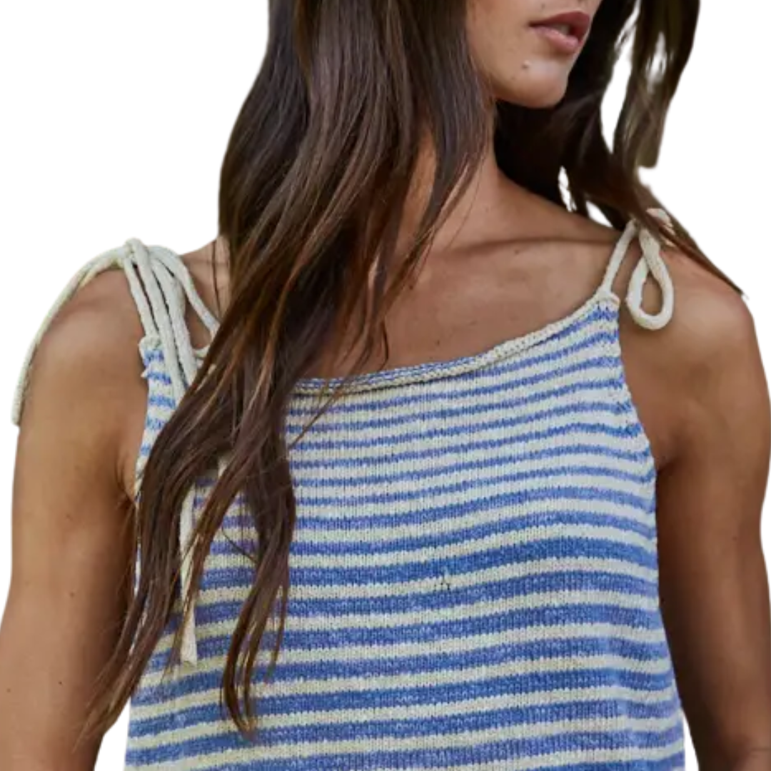 STRIPED SPAGHETTI STRAP TANK BLUE