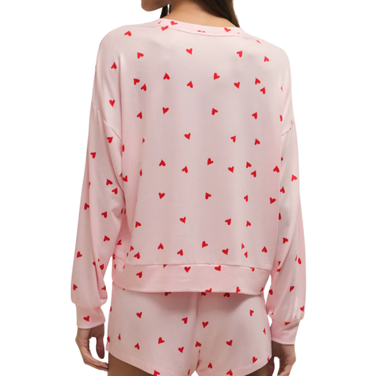 LONG SLEEVE HEART MIRA TOP PINK MARSHMELLOW