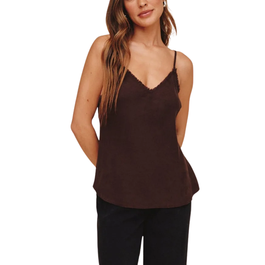 FRAYED CAMI DARK CHESTNUT