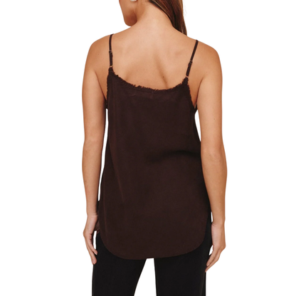 FRAYED CAMI DARK CHESTNUT