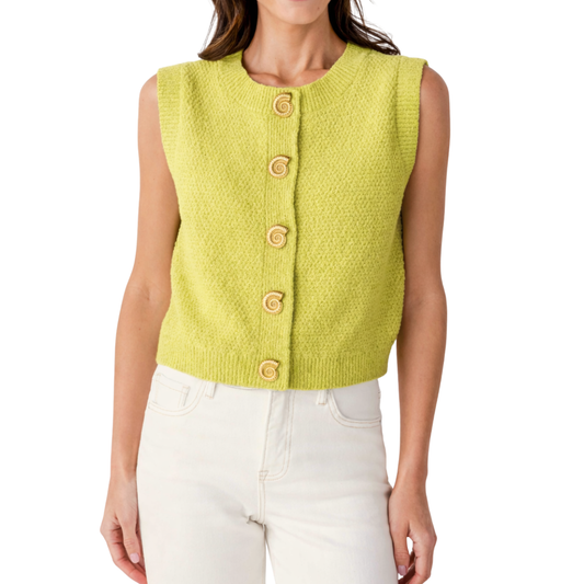 KNIT SEASHELL TANK TOP MUSTARD