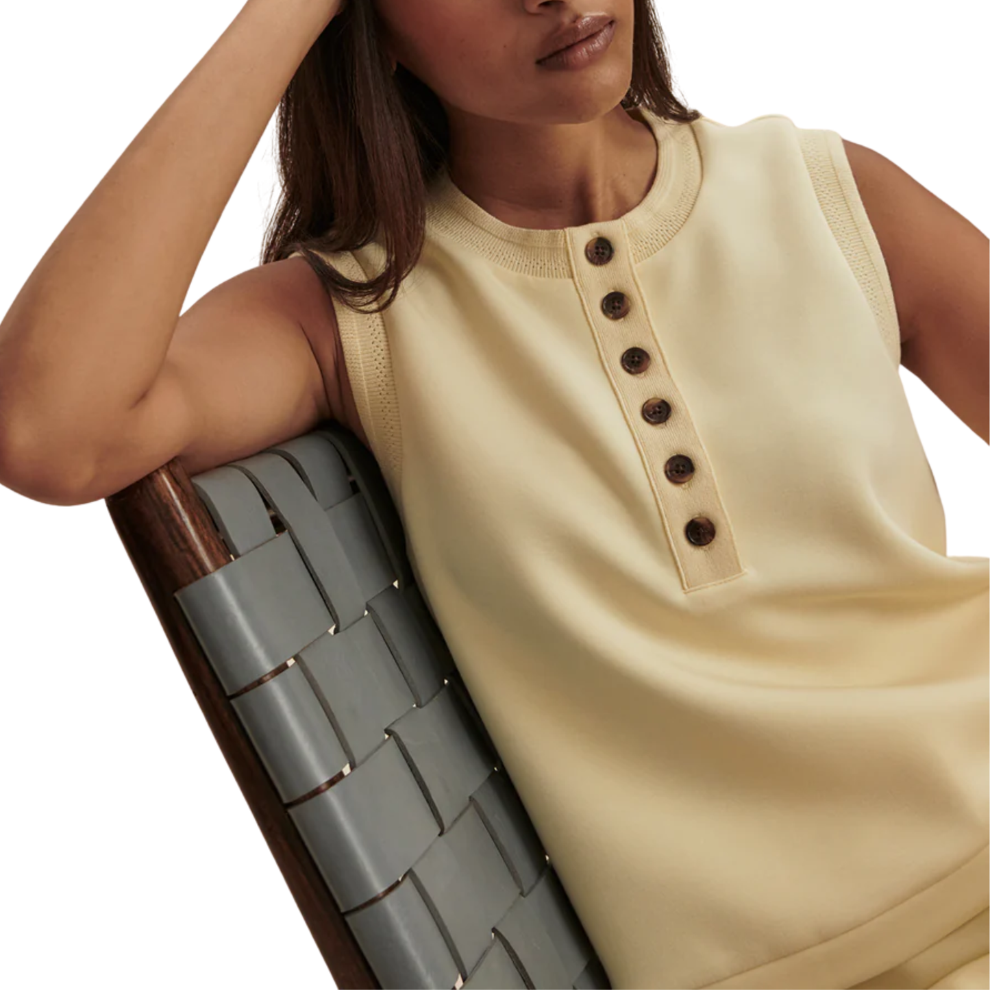 MARLA BUTTON PLACKET TANK TOP ANISE FLOWER