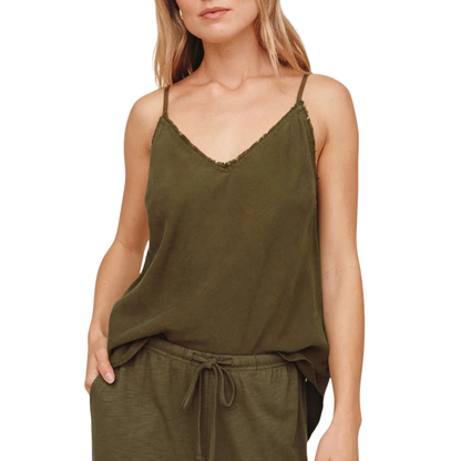 FRAYED CAMI OLIVE NIGHT