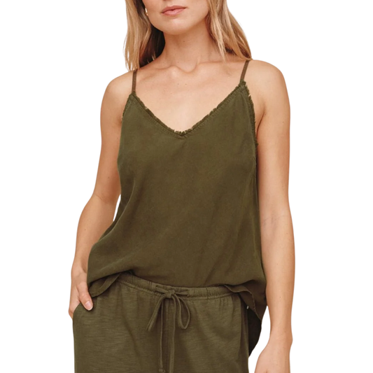 FRAYED CAMI OLIVE NIGHT