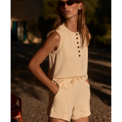 MARLA BUTTON PLACKET TANK TOP ANISE FLOWER
