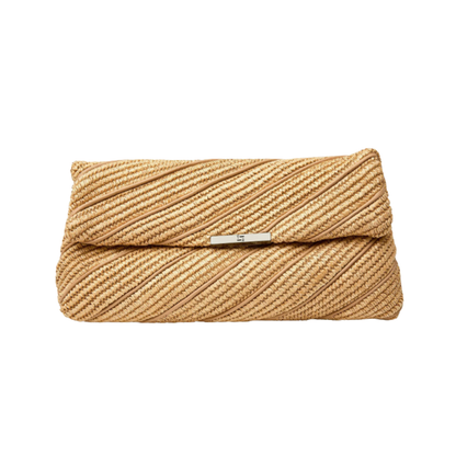 EMBRACE CLUTCH BEIGE RAFFIA