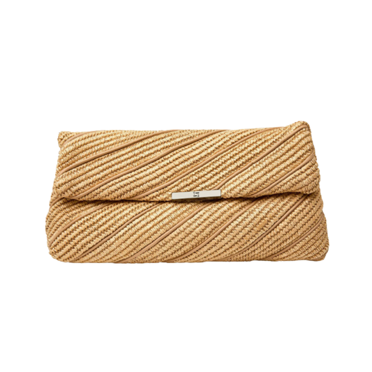 EMBRACE CLUTCH BEIGE RAFFIA